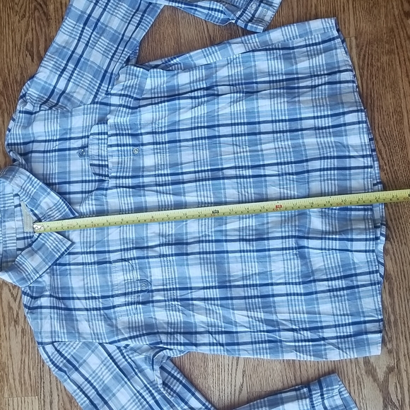 (XL) Cotton Ginny Snap Button Up To Adjustable Sleeves Plaid Print Prairie - Picture 4 of 9